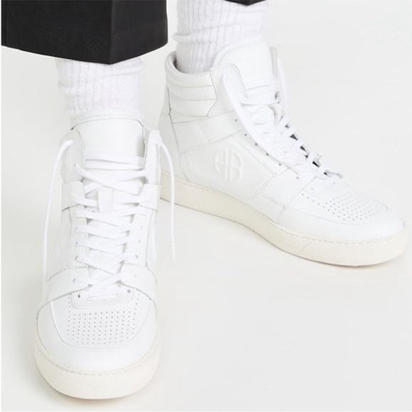 Anine Bing Hayden White High-Top Sneakers High Tops Streetwear size 38 US 8 - Picture 1 of 12